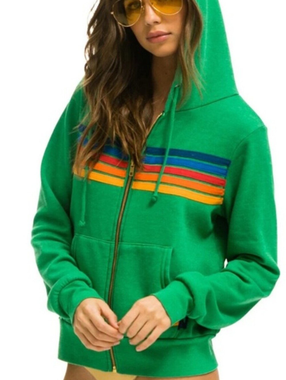 Aviator Nation 5 Stripe Green Sweatshirt XL